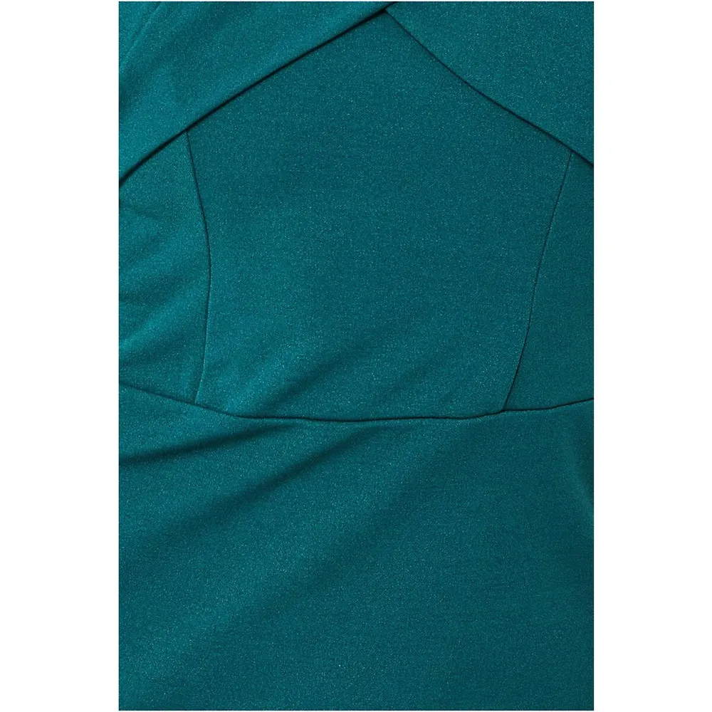 Emerald Green Bardot Pleated Maxi Dress, Goddiva