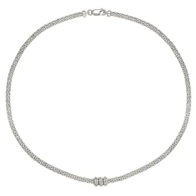 Sterling Silver 17" Mesh With Three Rondels Chain