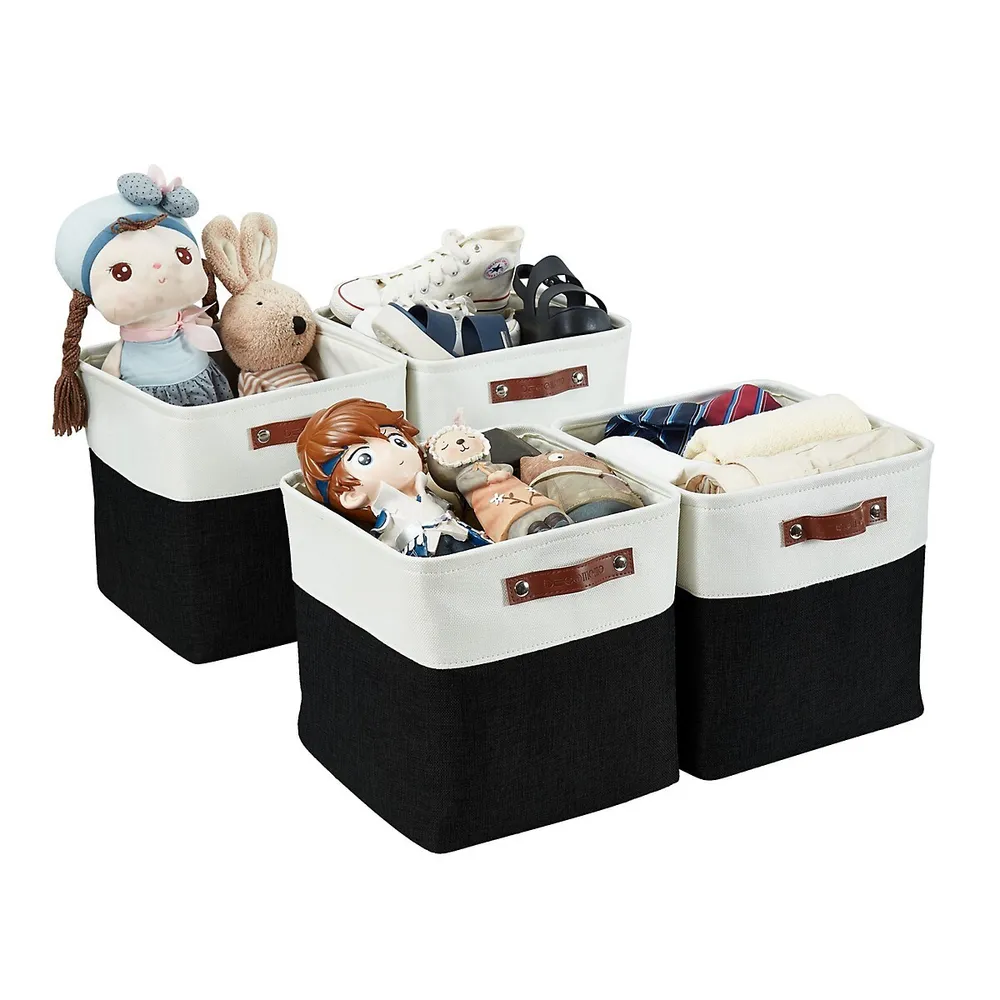 SortWise 4 Pack Foldable Storage Bins Baskets Collapsible Cubes - Grey