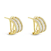 Serena Cz Hoops Earring Sterling Forever Gold Clear