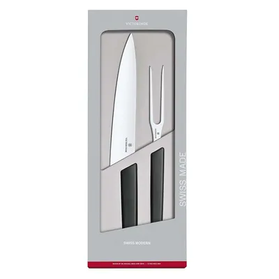 Swiss Modern 2-Piece Black Knife & Black Fork Carving Set