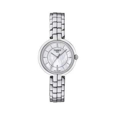 T-Lady Flamingo Stainless Steel and Mother-Of-Pearl Bracelet Watch T09421022111