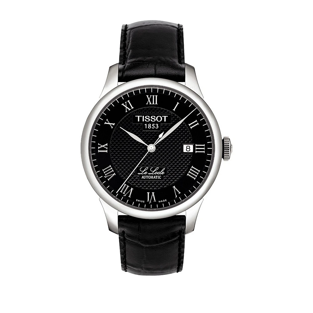 Le Locle Automatic Leather Strap Watch T41142353