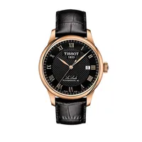 Le Locle Automatic Calfskin Leather Strap Watch T0064073605300