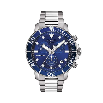 Montre-chronographe en acier inoxydable avec cadran bleu Seastar 1000