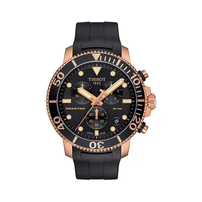 Montre chronographe en acier inoxydable rose doré T-Sport Seastar 1000