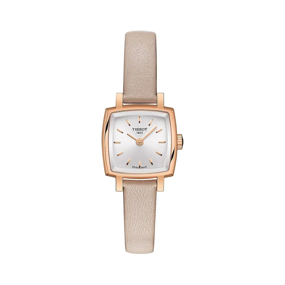 T-Lady Rose Gold PVD Coated Stainless Steel & Leather-Strap Watch T0581093603100