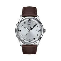 Gent XL Classic Stainless Steel & Leather-Strap Watch T1164101603700