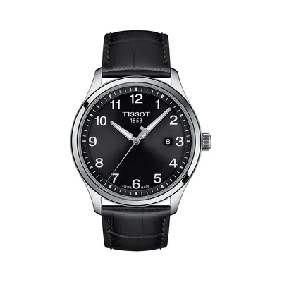 Gent XL Classic Stainless Steel & Leather-Strap Watch T1164101605700