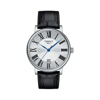 T-Classic Carson Stainless Steel & Leather-Strap Watch T1204101603300