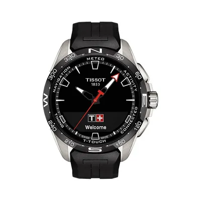 T-Touch Connect Solar Titanium & Black Rubber Strap Smart Watch T1214204705100