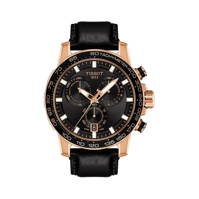 Supersport Chrono Black Leather Watch T1256173605100