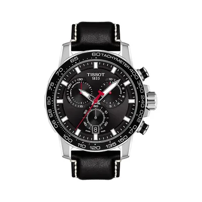 Montre chronographe en cuir noir SuperSport