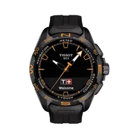 Montre intelligente solaire en titane avec bracelet en caoutchouc noir T-Touch Connect T1214204705104