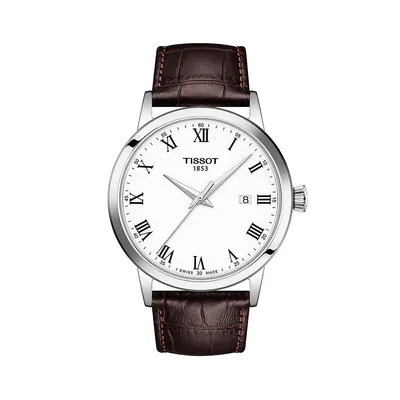 T-Classic Dream Stainless Steel & Leather-Strap Watch​ T1294101601300