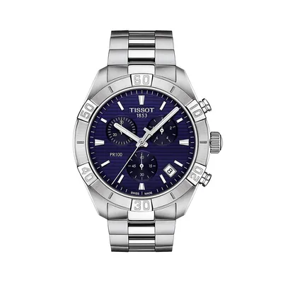 Montre-bracelet chronographe sport en acier inoxydable T-Classic PR 100 T1016171104100
