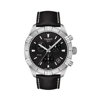 T-Classic PR100 Sport Chronograph Stainless Steel & Leather-Strap Watch T1016171605100