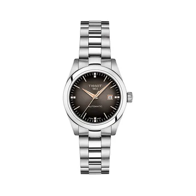 T-My Lady Automatic 0.016 CT. T.W. Diamond, Anthracite Dial & Stainless Steel Bracelet Watch T1320071106601