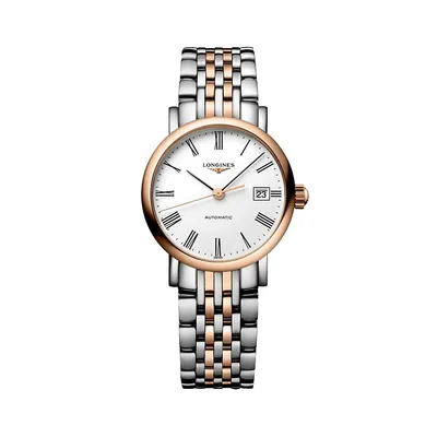 Analog Rose Gold and Stainless Steel Watch