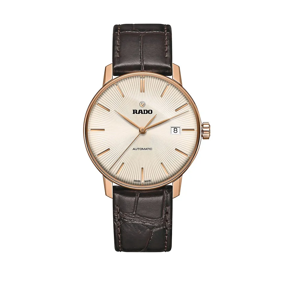 Montre automatique en acier inoxydable avec bracelet en cuir Couple