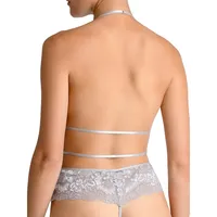 Floral Lace Thong-Back Teddy