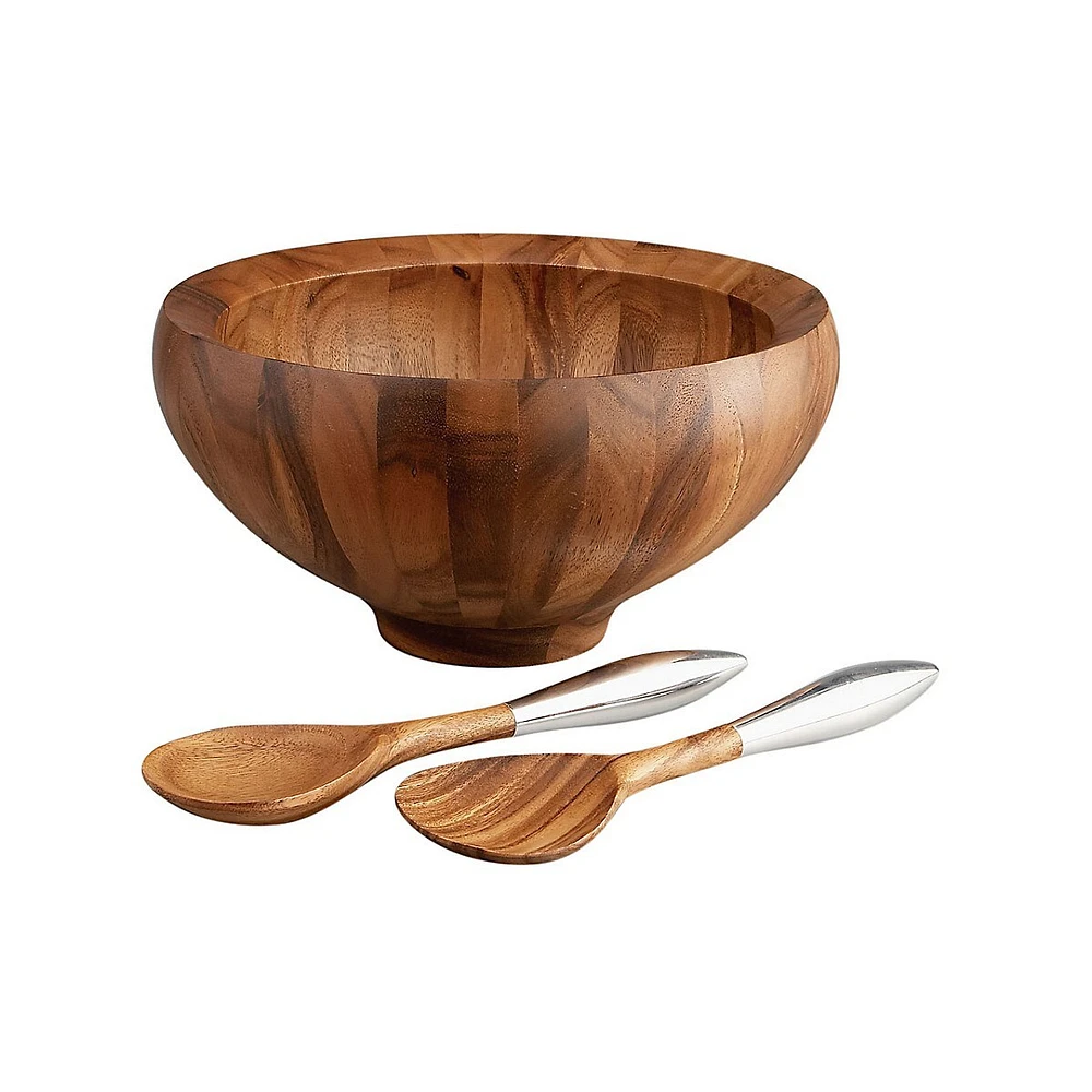 Yaro Wooden Salad Bowl Of Acacia Wood With Servers