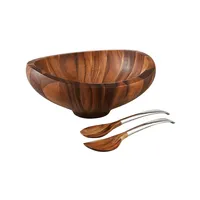 Butterfly Wooden Salad Bowl Of Acacia Wood With Servers