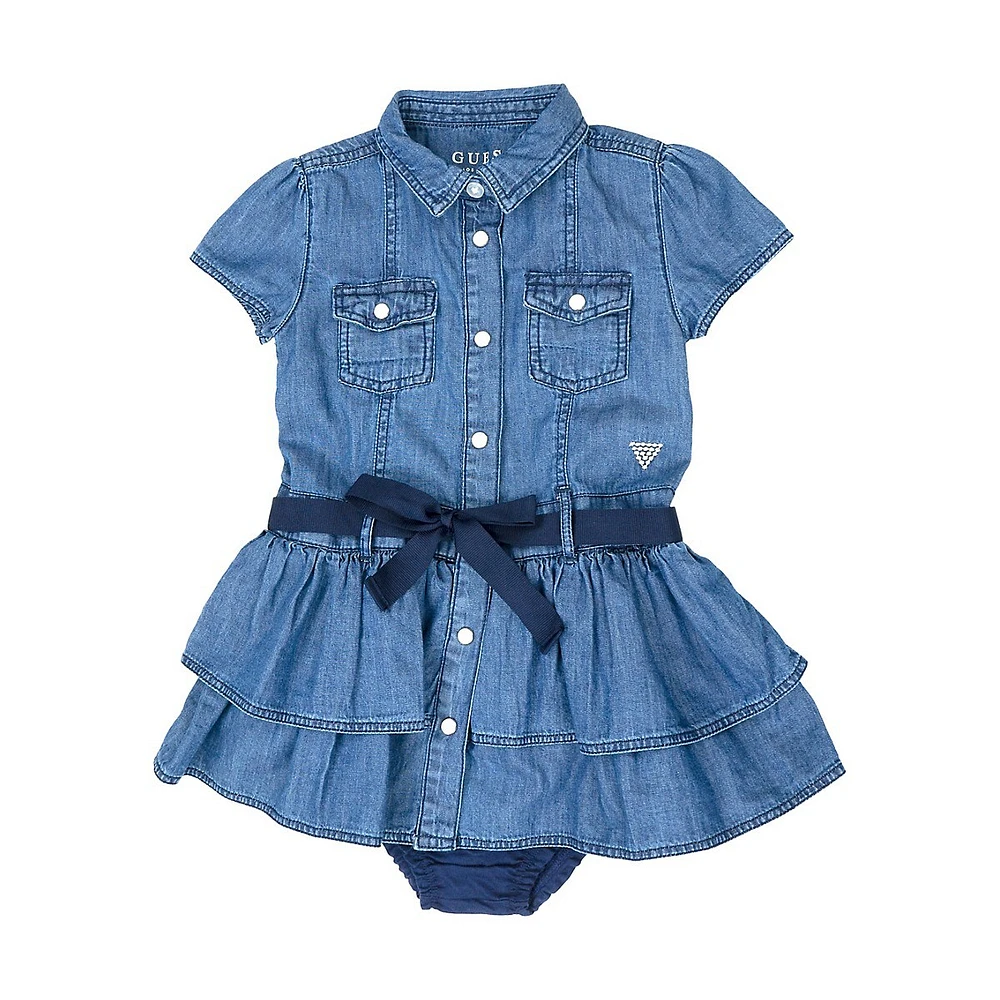 Ensemble robe en denim et culotte bouffante pour bébé fille