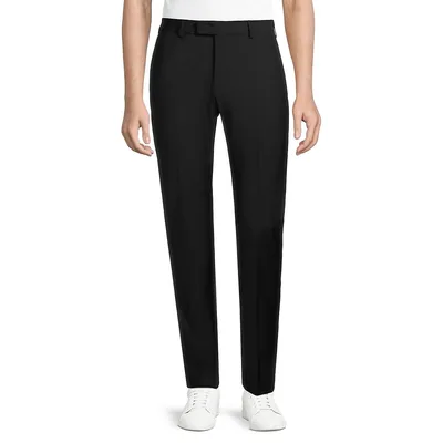 Flat-Front Wool-Blend Trousers