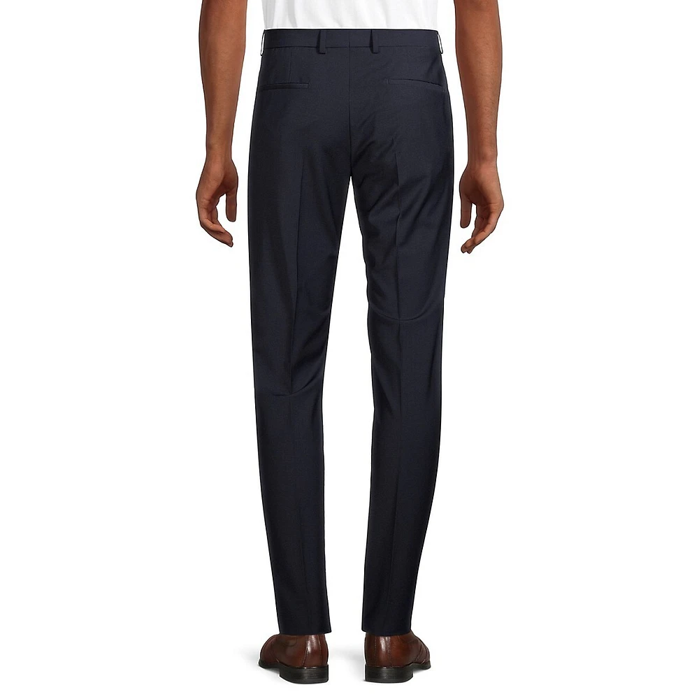Flat-Front Wool-Blend Trousers