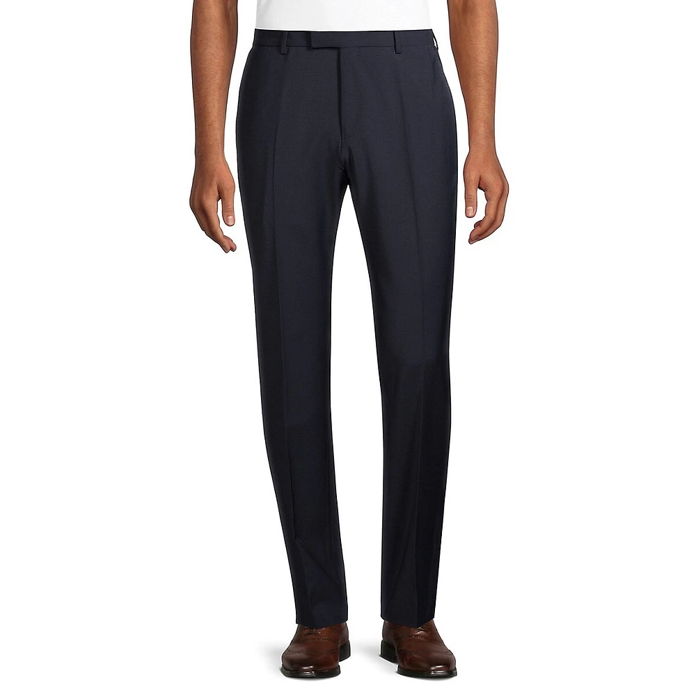 Flat-Front Wool-Blend Trousers