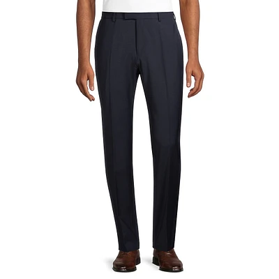 Flat-Front Wool-Blend Trousers