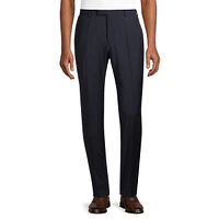 Flat-Front Wool-Blend Trousers