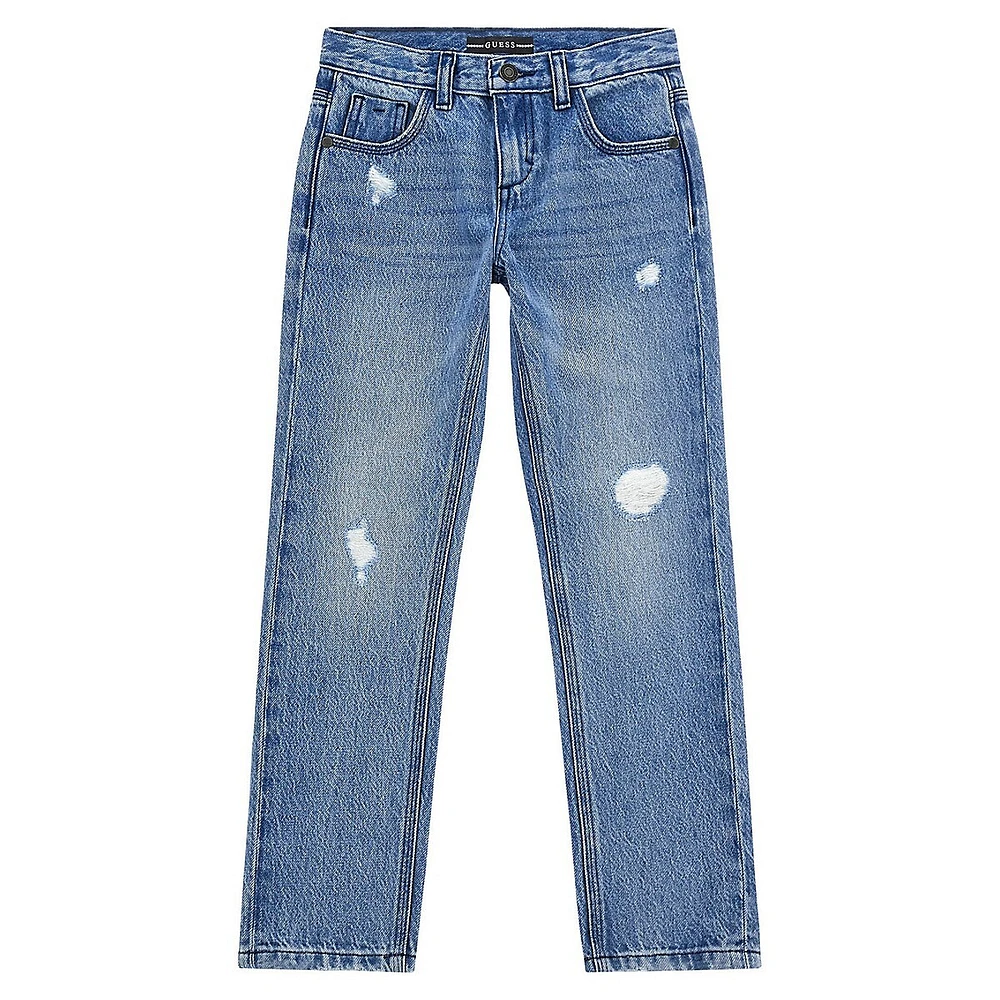 Boy's Distressed Straight-Leg Jeans