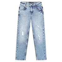 Girl's Straight-Leg Distressed Stretch Jeans