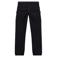 Boy's Stretch-Denim Cargo Jogger Pants