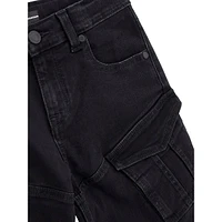 Boy's Stretch-Denim Cargo Jogger Pants