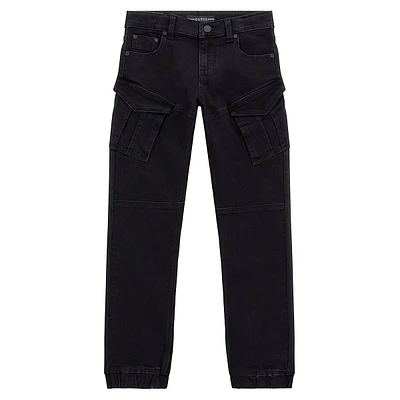 Boy's Stretch-Denim Cargo Jogger Pants