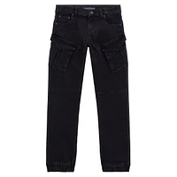 Boy's Stretch-Denim Cargo Jogger Pants