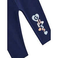 Little Girl's Glitter Heart Logo Leggings