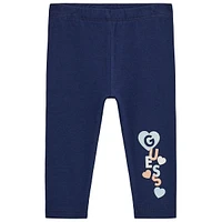 Little Girl's Glitter Heart Logo Leggings