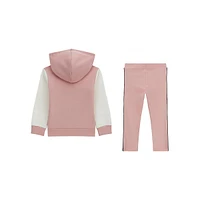 Little Girl's 2-Piece Logo-Tape Full-Zip Hoodie & Leggings Set