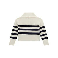 Girl's Half-Zip Striped Sweater