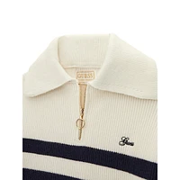 Girl's Half-Zip Striped Sweater