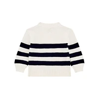 Little Girl's Jacquard-Stripe Logo Cardigan