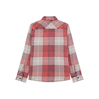 Boy's Adjustable-Sleeve Plaid Flannel Shirt