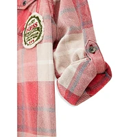 Boy's Adjustable-Sleeve Plaid Flannel Shirt