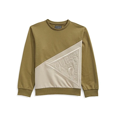 Boys Triangle Logo Crewneck Long-Sleeve T-Shirt