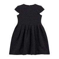 Girl's Short-Sleeve Heart-Embossed Dress