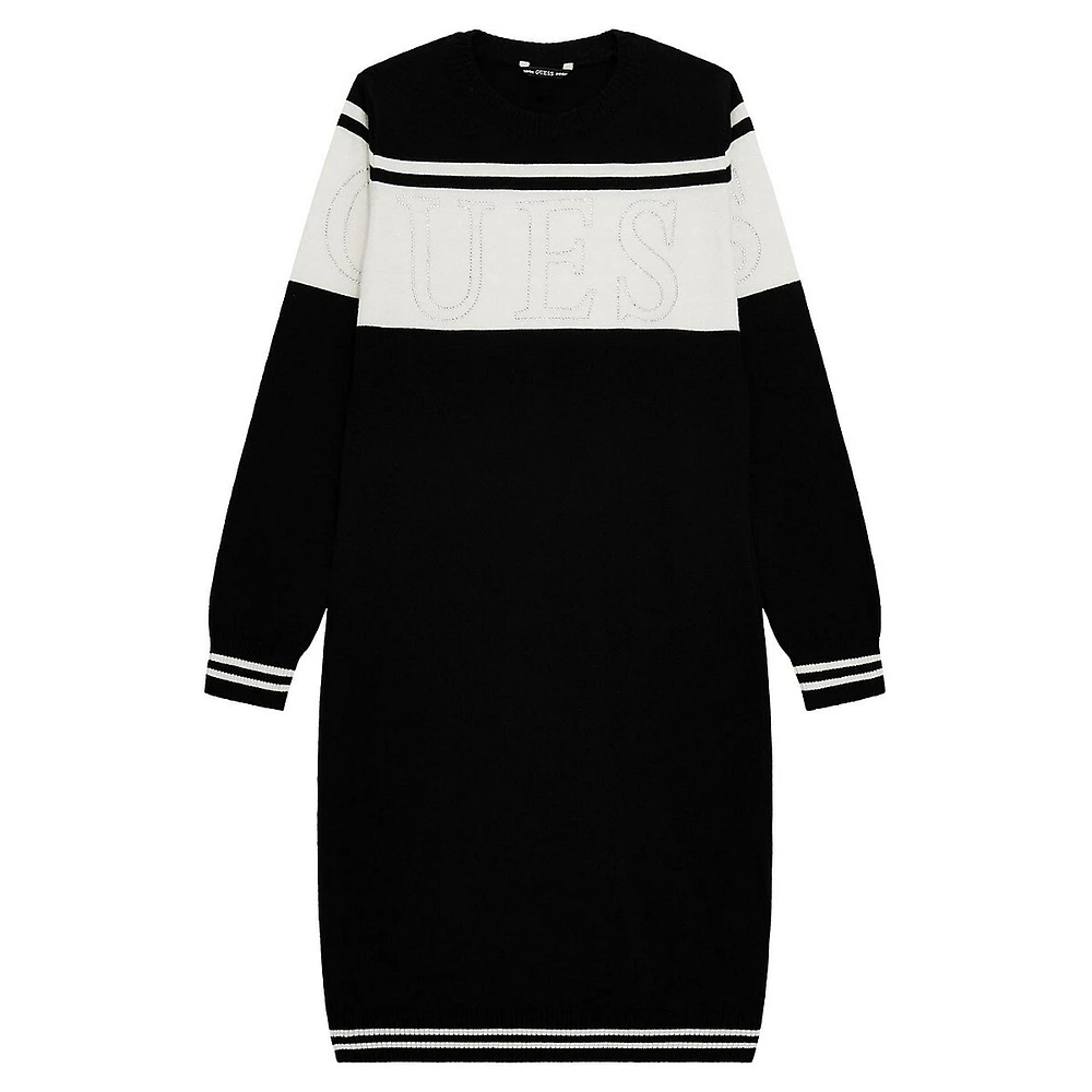 Girl's Long-Sleeve Hotfix Logo Sweater Dress